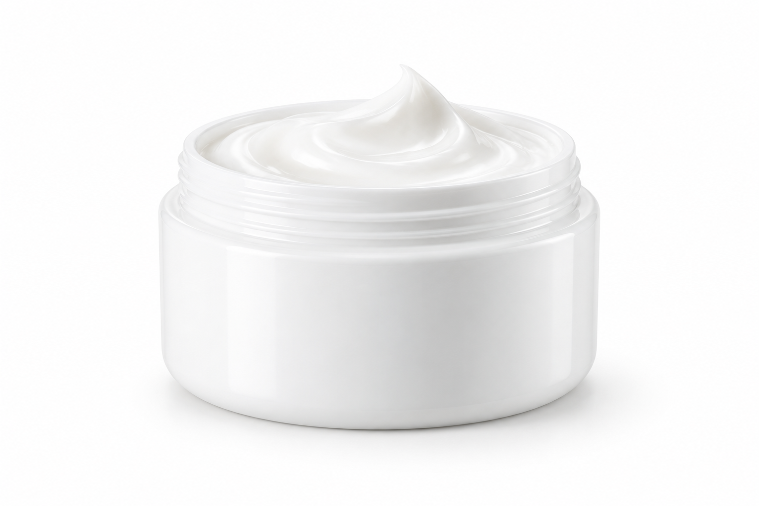 Single skincare cream jar on a white background